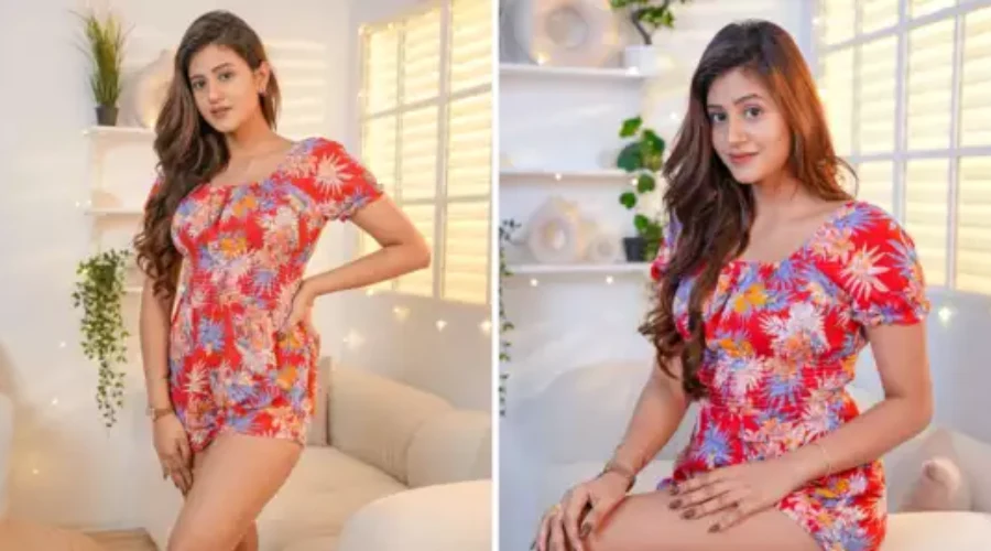 floral dress mein bhi nahin kam hain adaen