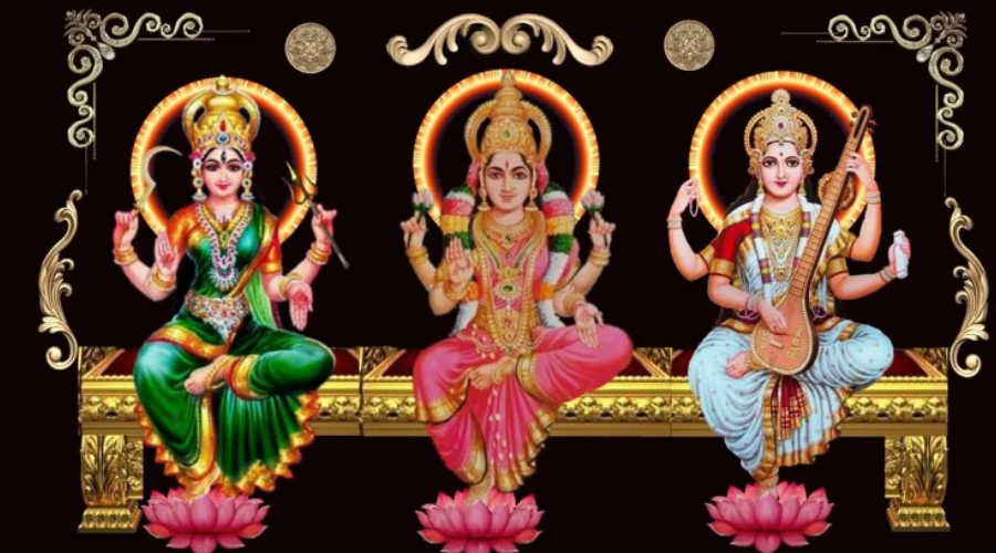 Tridevi swrup (Kali, Lakshmi, Saraswati)